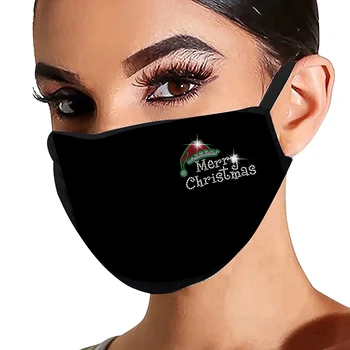 Christmas Face Mask For Adult Reusable Washable Flash Rhinestone Breathable Fashion Cotton Face Balaclavas