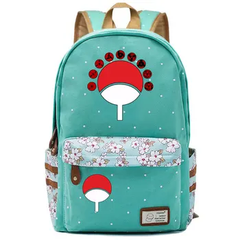 

Anime Naruto Sasuke Uchiha Sharingan Flower Dot Boy Girl School Bag Women Bagpack Teenagers Schoolbags Canvas Femme Backpack 20