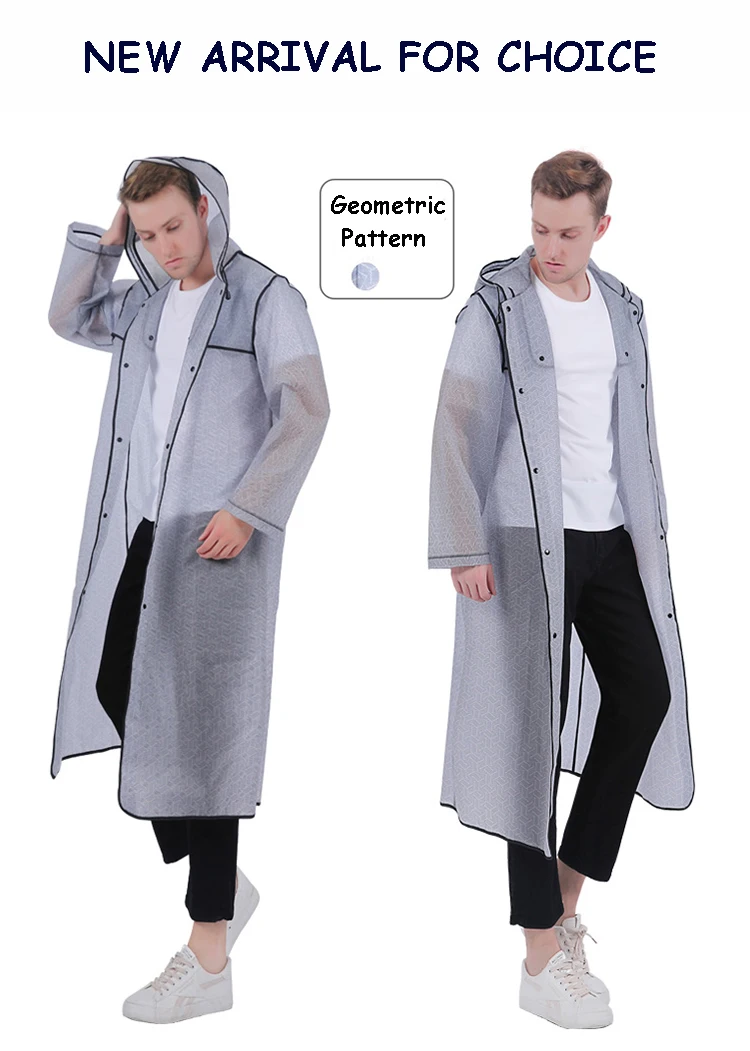 Plastic Clear Raincoat Women Long Rain Poncho Thick Rainwear Rain Coat Waterproof Poncho Hiking Tour Raincoat Hooded QKR369