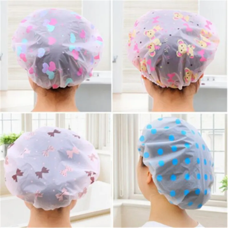 1pc-New-Waterproof-Wave-Point-Bath-Cap-Hat-Elastic-Shower-Hat-Reusable ...