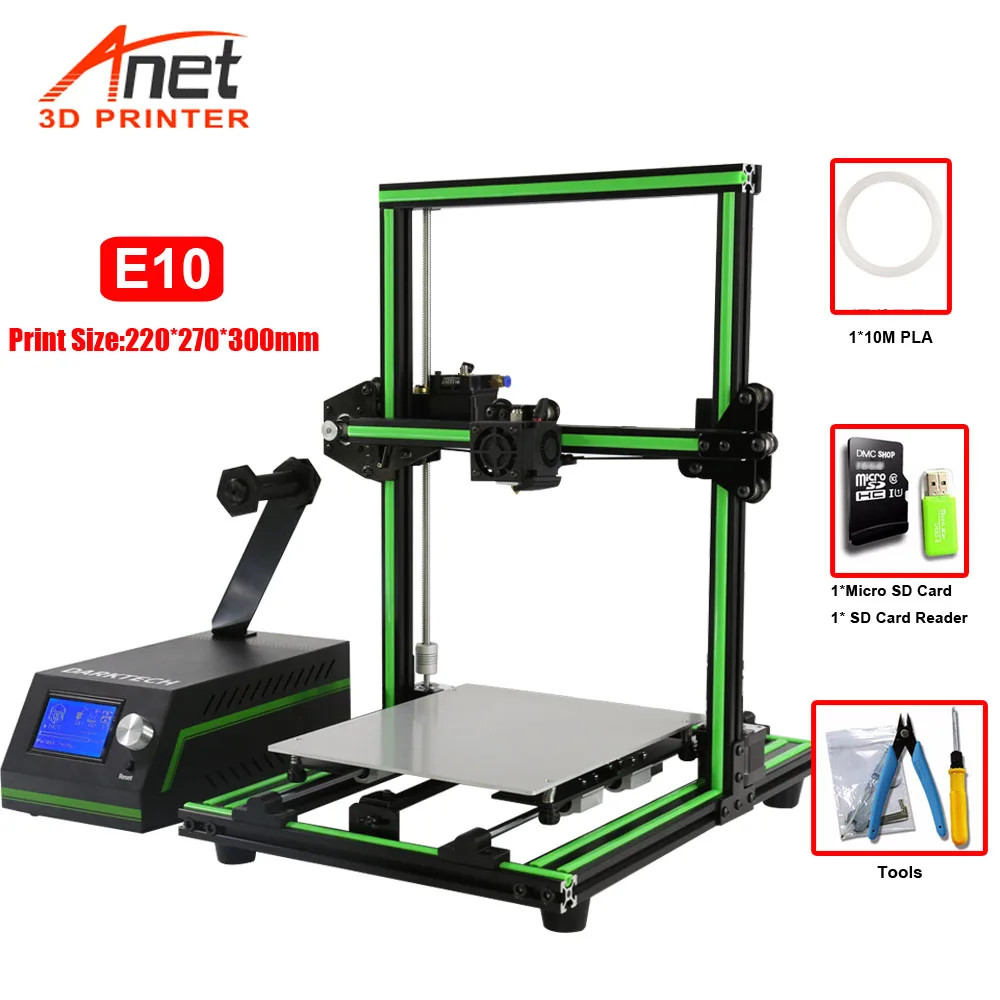 Anet E10 E12 3d принтер Высокая точность низкий шум простая сборка DIY 3d принтер набор большой размер печати Micro SD карта USB подключение - Цвет: E10 3D Printer