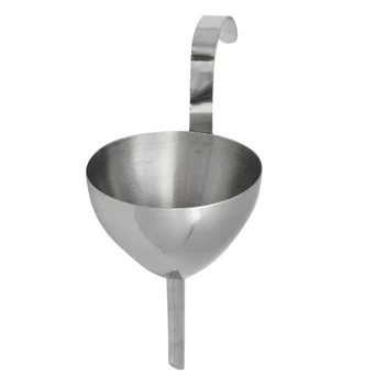 

1pc Wine Funnel Food Filling Kitchen Tool Multifunction Cooking Oil Funnel Silver Filter Strainer Durable Stainless Steel
