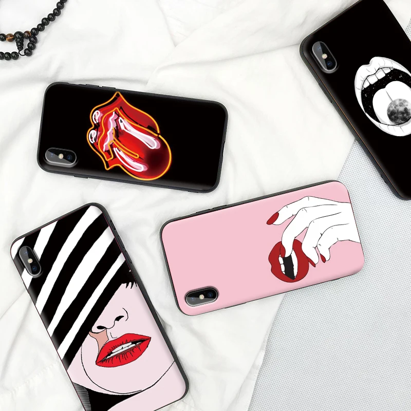 Сексуальный женский красный Силиконовый чехол для iphone 11 PRO X XS Max XR модная задняя