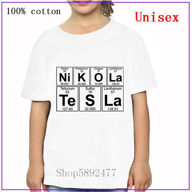 Приталенная детская футболка Ni-K-O-La Te-S-La Забавная одежда Никола Тесла для