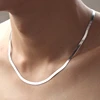 925 Silver Necklace 4MM Snake Chain Men & Women Couple Sterling Silver Jewelry Blade Chain ► Photo 1/6