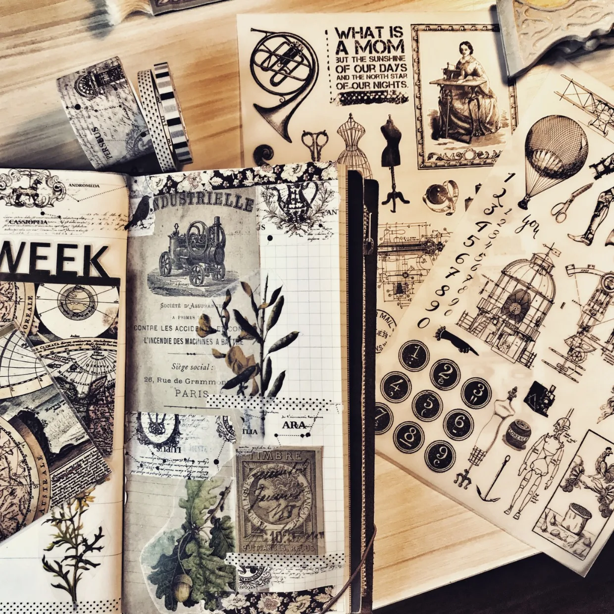 Кролик домашний втирает. Tim Holtz стиль украшения ностальгическая ручка передачи печати бумага для заметок два/пакет