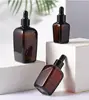 5pcs 10ml 20ml 30ml 50ml 100ml Square Amber Glass Dropper/Spary/Lotion Bottles Essential Oil Bottles With Glass Pipettes Jars 1