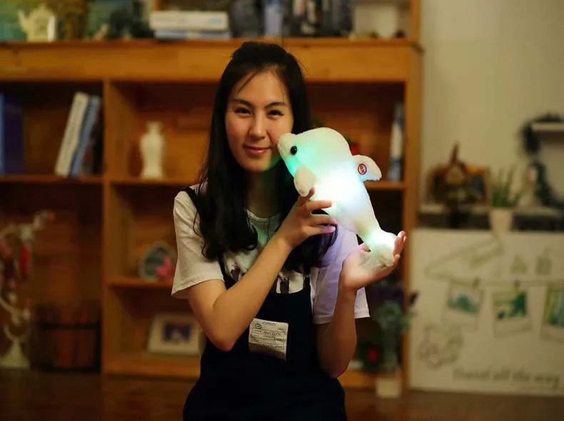 1 шт. 32 см креативный светильник светодиодный чучело дельфина животные светящиеся плюшевые игрушки красочные светящиеся подушки Рождественский подарок для детей