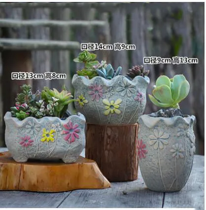 style16-3PCS Американская Керамика дышащее керамическое украшение цветочный горшок домашняя гостиная фигурки ремесла открытый суккулент растение украшения - Цвет: style16-3PCS