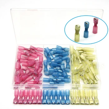 

90PCS 10-22AWG Waterproof Female/Male Seal Heat Shrink Wire Spade Crimp Butt Terminals 1/4" Quick Disconnect Connectors Kit