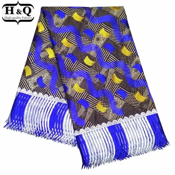 

H&Q latest wax fabric africain 100% cotton batik embroidery lace high quality water soluble nigerian guipure lace fabric 6 yards