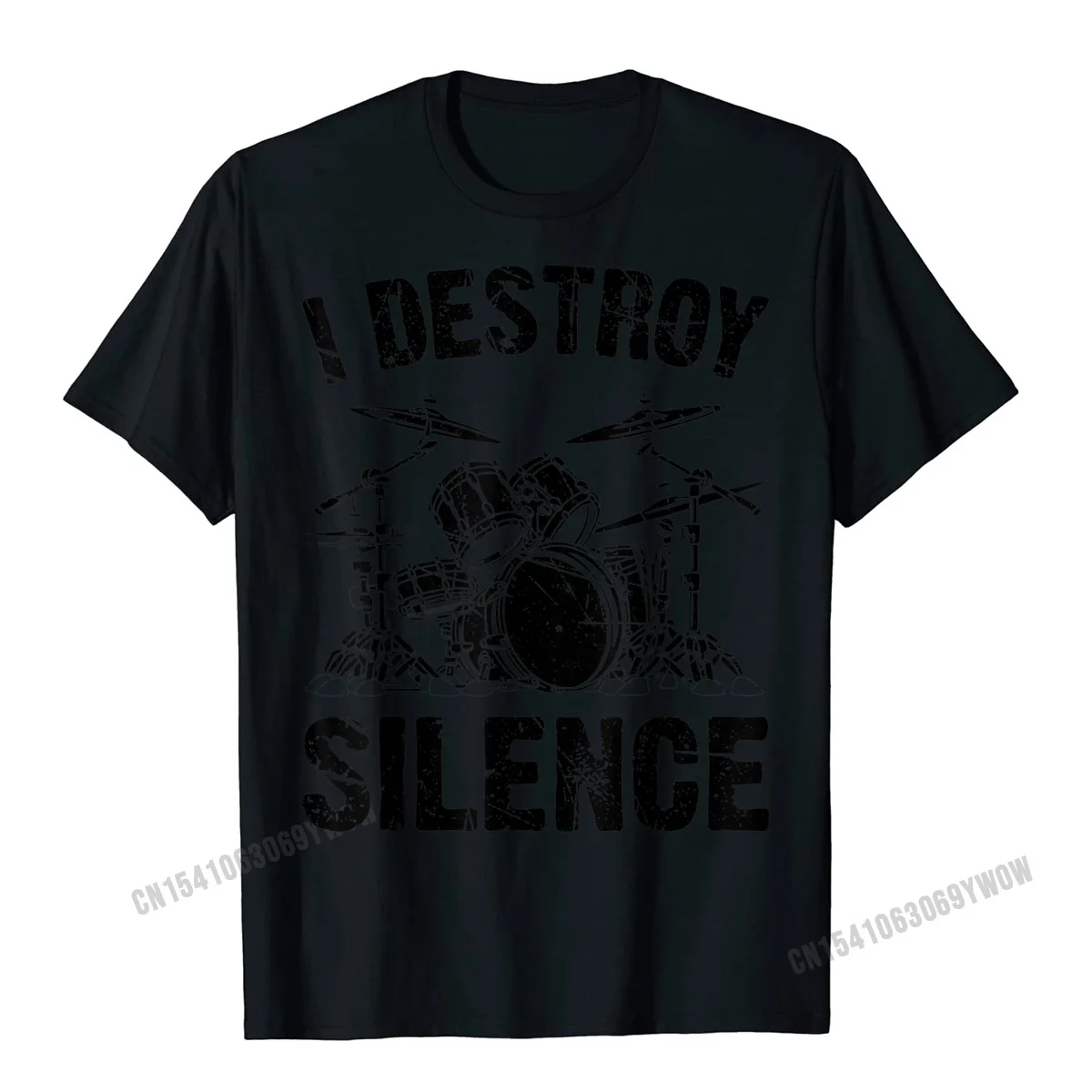 Tops T Shirt Simple Style Tops Shirt Summer Autumn Cheap Funny Short Sleeve Pure Cotton Round Collar Young T Shirt Funny I Destroy Silence Drumming Vintage Drummer Drumset Drum Set T-Shirt__95 black