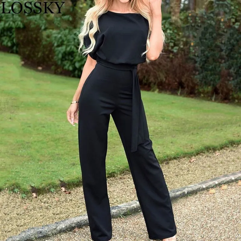 Стройнящая элегантная длинная комбинезоны с круглым вырезом короткими рукавами