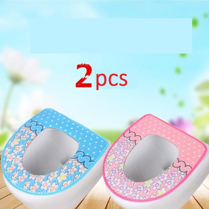 B blue pink 2pcs Радужные полосатые Чехлы для сиденья унитаза на молнии для туалета зимние теплые подушки Универсальный Размер удобный коврик для унитаза - Цвет: B blue pink 2pcs