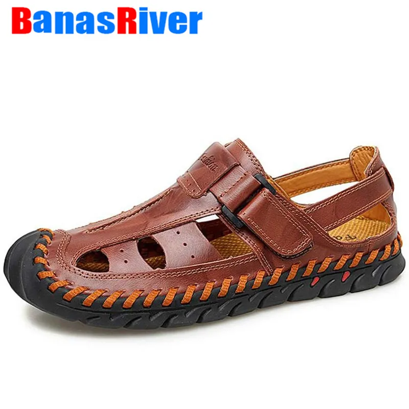 

Wholesale Drop Shipping Men Sandals Leather Sandals Outdoor Casual Leather Beach Shoes Breathable Walking Sneakers Tenis Hombre