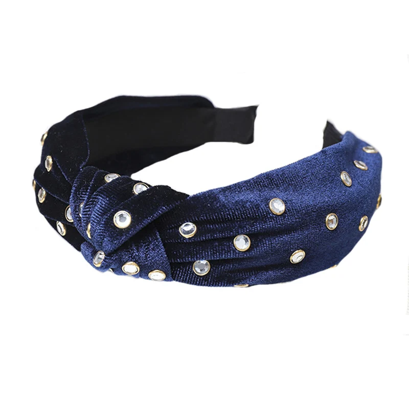 Winter Velvet Knot headband For Women Cross Bow Rhinestones Hair band Hoops Hair Accessories Girls Turban Fashion Party Headwear