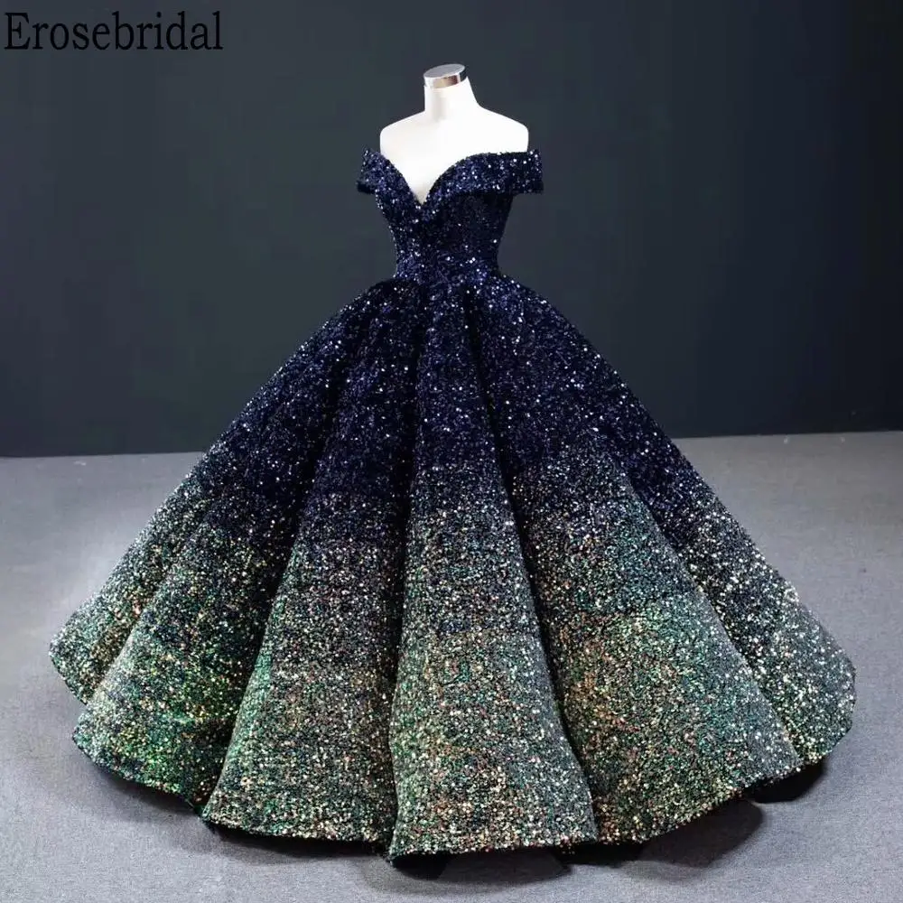 Erosebridal роскошное шикарное бальное платье с блестками вечернее платье для женщин элегантное торжественное платье с открытыми плечами 2 цвета на шнуровке сзади