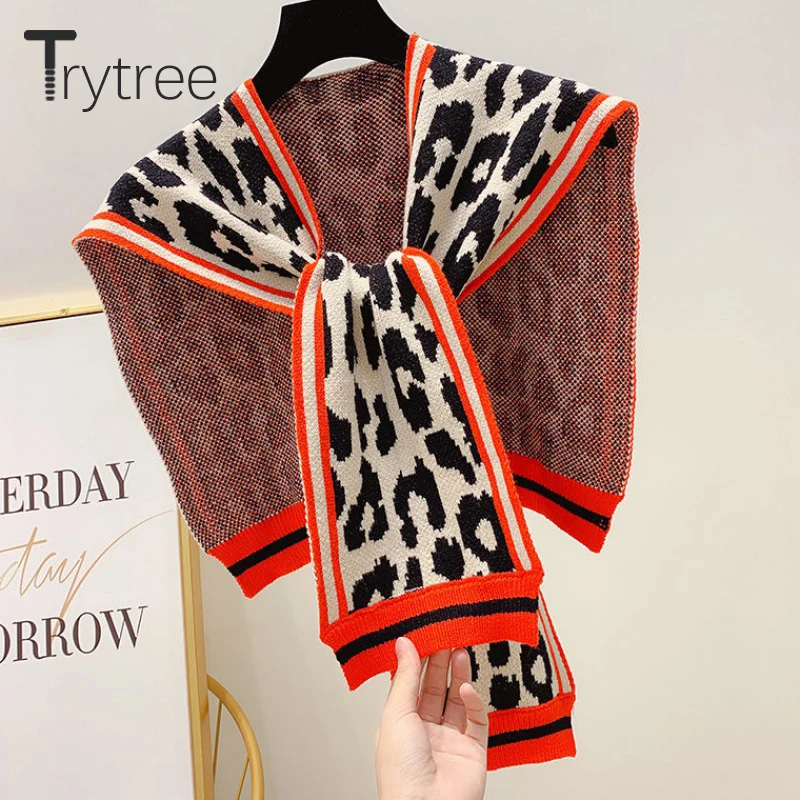 Trytree осень зима Женская Повседневная шаль 3 цвета Модный вязаный Теплый леопардовый принт женский Универсальный стильный шарф
