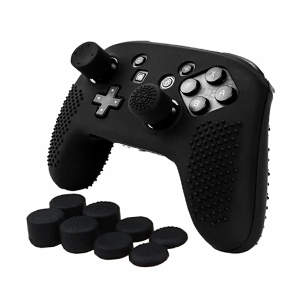 ABKT-Шипованный силиконовый чехол кожи для контроллера Switch Pro(черный) с Pro thumb grips