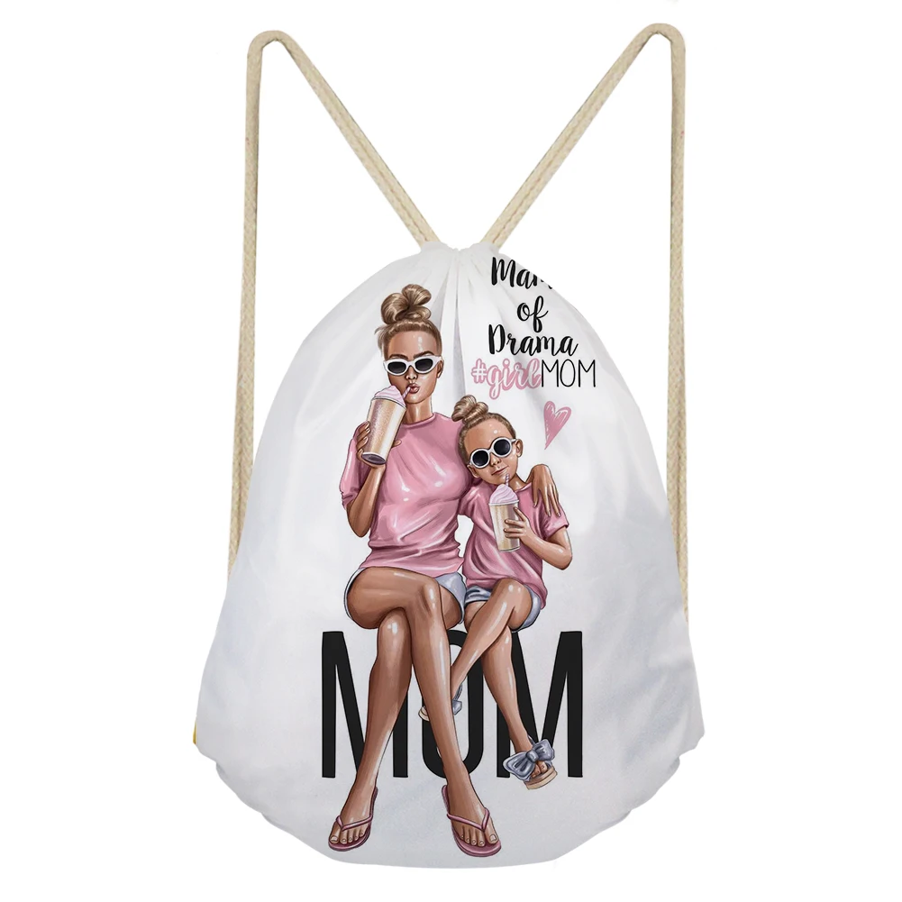 As Picture THIKIN горячая Распродажа Сумки на шнурке с принтом Super Mama для девочек-подростков, дорожная сумка через плечо, Женская легкая Повседневная мини-сумка на заказ - Цвет: As Picture