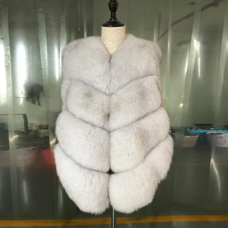 natural color Tatyana Furclub/меховой жилет для девочек жилет из натурального Лисьего меха настоящая женская куртка из натурального Лисьего меха модный теплый мех для девочек - Цвет: natural color