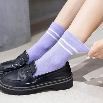 

Dreamlikelin Fashion Striped Women's Cotton Socks Korea College Style Short Socks for Schoolgirl