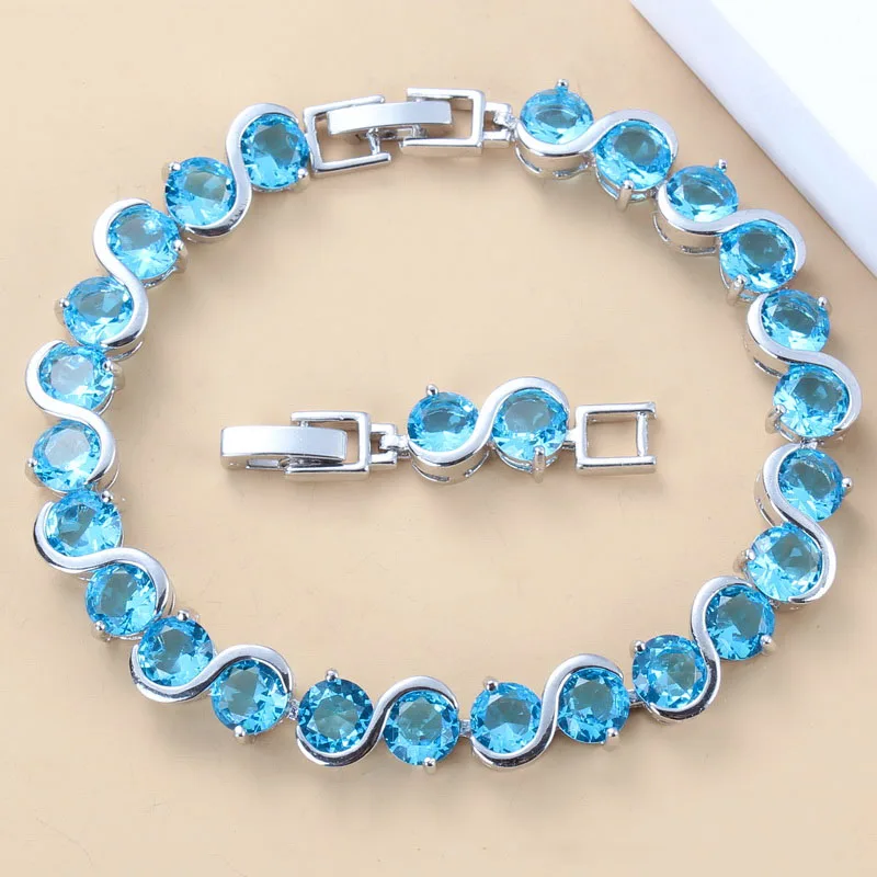 925 пробы серебряный маленький круглый Зеленый Изумрудный браслет для здоровья модные ювелирные изделия для женщин шкатулка для ювелирных изделий SL123 - Окраска металла: Sea Blue