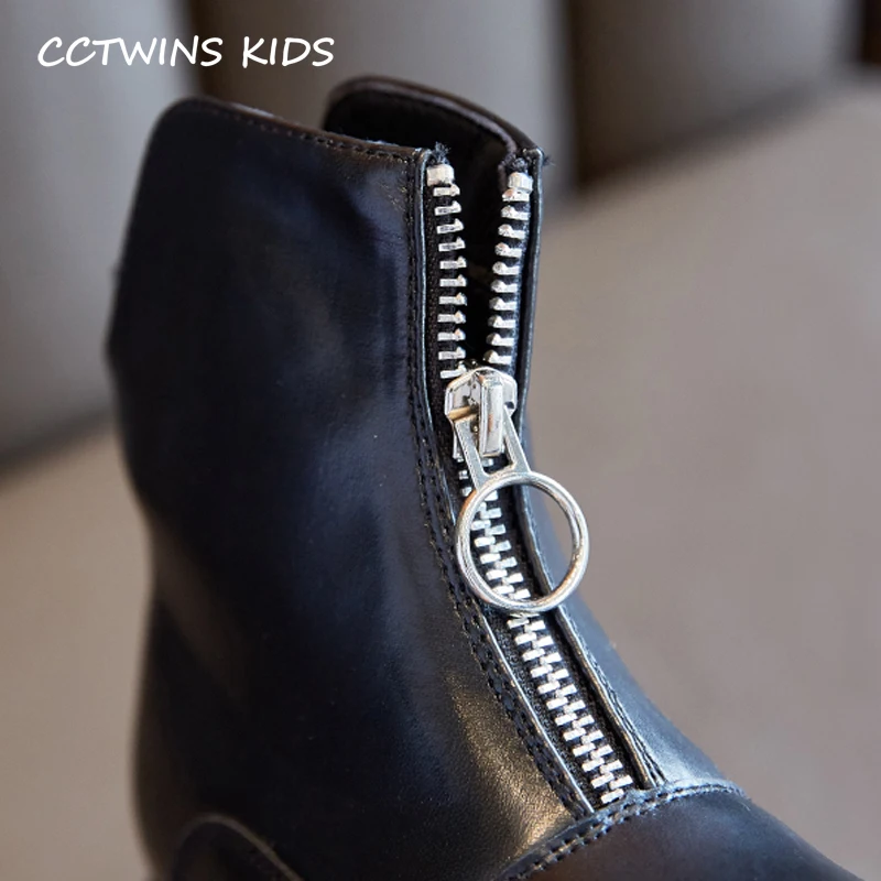 CCTWINS/детская обувь; коллекция года; зимние модные повседневные Ботинки martin на меху для девочек; детская черная обувь для малышей; короткие ботинки; FB1776