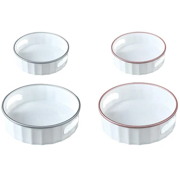 

2 Pack Plastic Lazy Susan Turntable With 2 Handle Multifunctional Spice Rack Organizer For Kitchen Cabinet