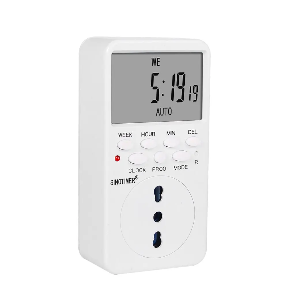 SINOTIMER TM519 7 дней Еженедельный ЖК-цифровой программируемый переключатель розетка таймер вилка контроль релейного переключателя времени ЕС/США/Великобритания/IT/BR/IL