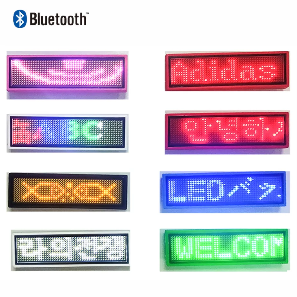 Bluetooth 48x12 Punkte LED-Namensschild mit Magnet und Pin
