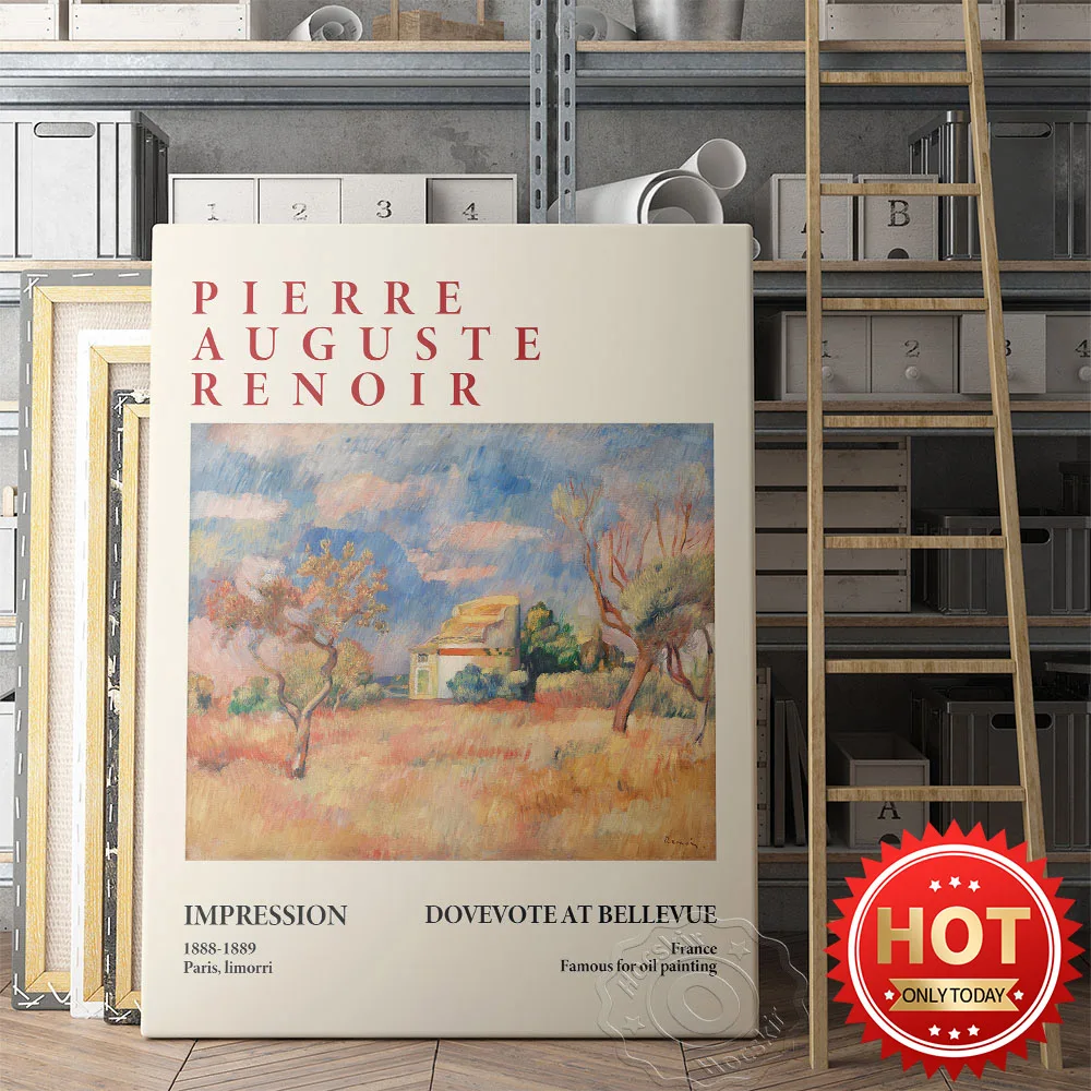 

Pierre-Auguste Renoir Work Dovecote At Bellevue Pigeonnier De Bellevue Watercolour Poster, Barnes Foundation Exhibition Mural