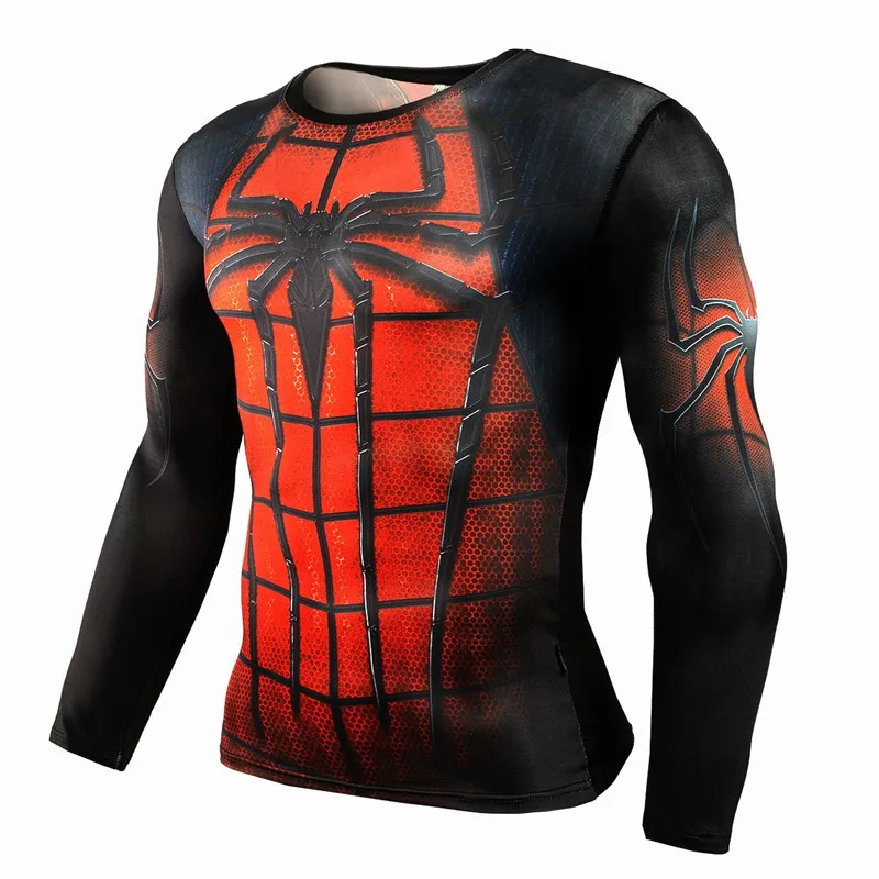 Newest Spider-man series Compression Shirt Rashguard Sport Shirt Men Print Cosplay Spiderman T-shirt Gym Running T Shirt Dry Fit - Color: WTC 28