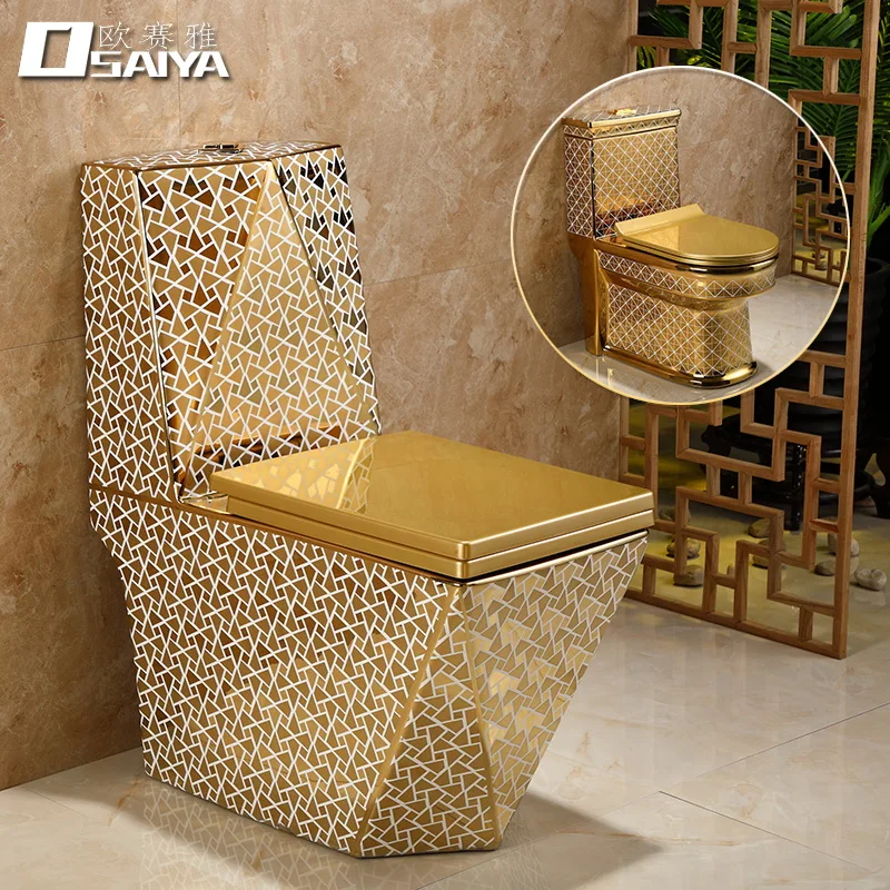

TT Household Flush Golden Toilet Siphon Water-Saving European Toilet Personalized Creative Color Ceramics Sanitary Wares