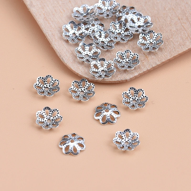 10 шт. diy серебряные блестки аксессуары 925 Чистое серебро тайское полые цветок