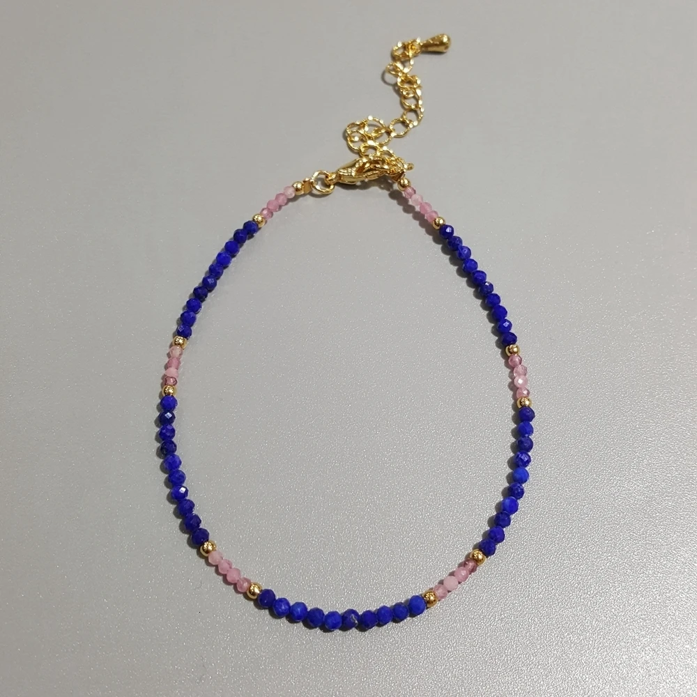 Lily Jewelry Настоящий камень бирюза лазурит Перидот Лабрадорит розовый турмалин бирюза браслет 1 шт