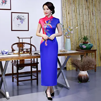 

Vintage Mandarin Collar Women Sexy Qipao Elegant Plus Size 3XL-5XL Cheongsam Formal Party Dress High Split Long Vestidos