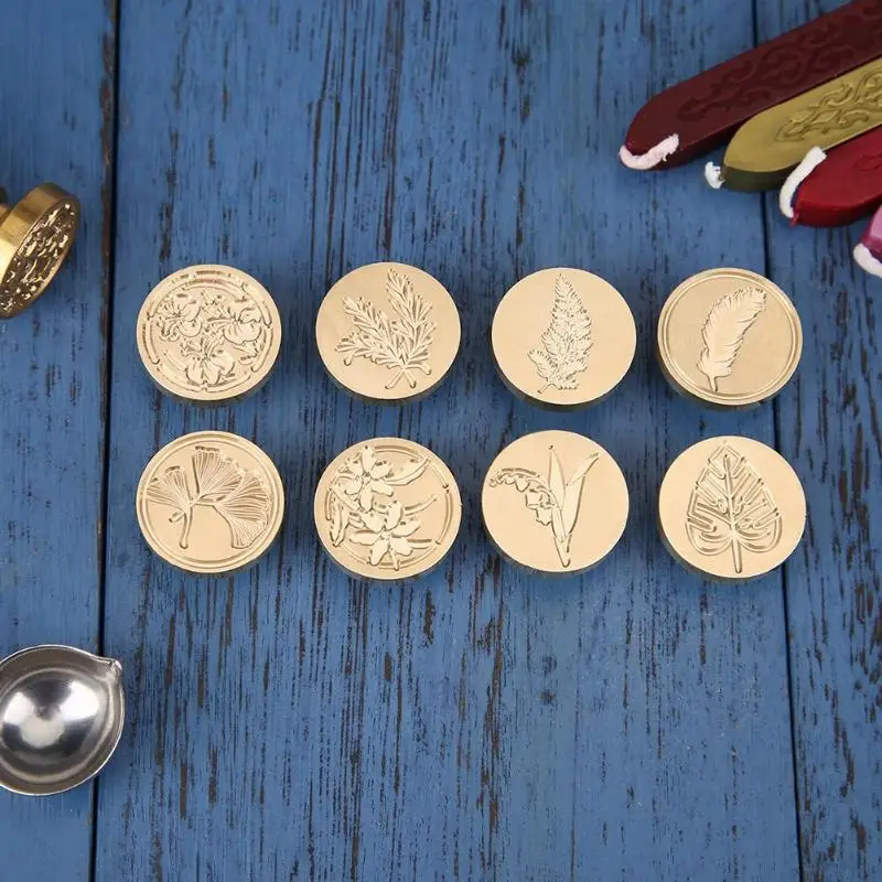  Antique Plant Metal Sealing Wax Seal Stamps for DIY Wedding Invitations Decoration Ancient Wax Stam