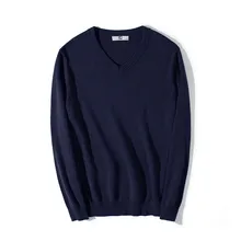 Мужской свитер основной пуловер Повседневный однотонный Молодежный пуловер осенний мужской с v-образным вырезом тонкий свитер уличная одежда хлопковые пуловеры