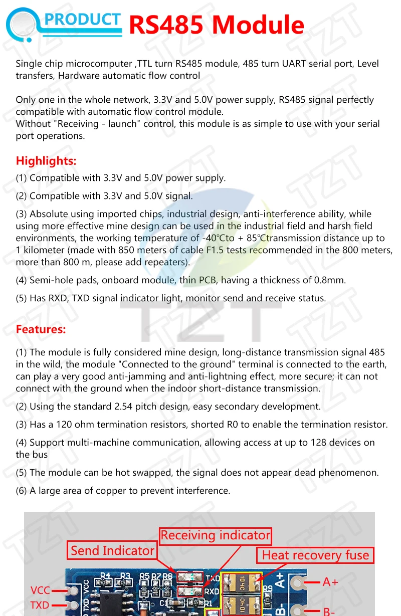 TTL Drehen Zu RS485 Modul Hardware Automatische Flow Control Module Serial UART Ebene Gegenseitige Umwandlung Netzteil Modul 3,3 V 5V – Detail 3