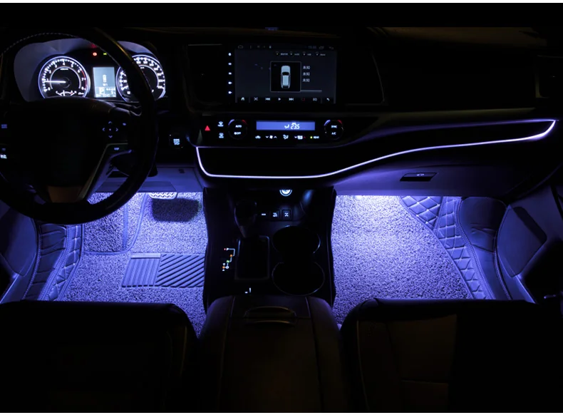 Автомобильный Стайлинг для Toyota Highlander 15-19 автомобиль семь цветов Голосовое управление преобразования светодиодный освещение в ногах/ножная гнездовая лампа/атмосферная лампа