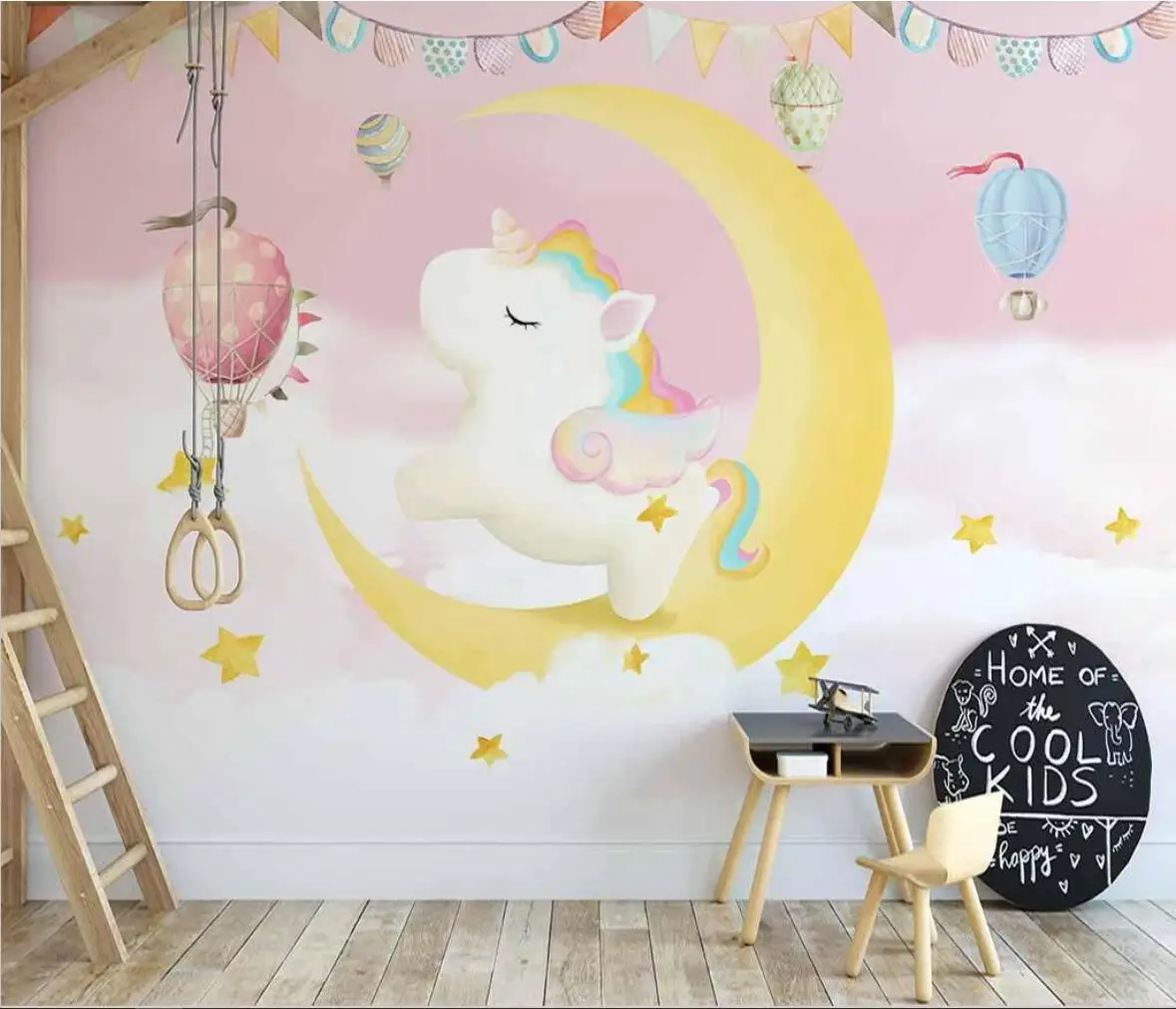 beibehang Custom wallpaper mural hand-painted fantasy unicorn cloud flying bird whole house background wall papel de parede