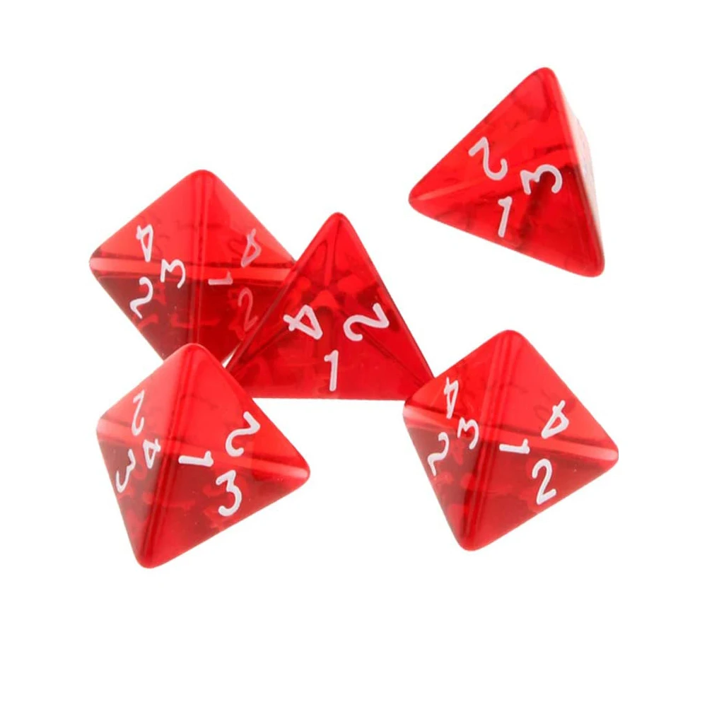 20mm 4 Sided Polyhedral Dice Acrylic D4 DND RPG Dice Transparent Red Board Games Math Teaching Set with Bag game dice dice set acrylic dice dice bag