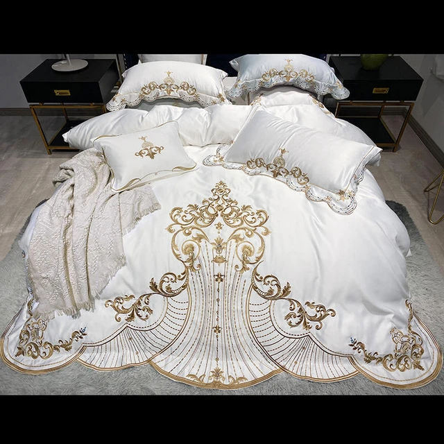 Housse de couette 200x220 3 pièces en satin de coton blanc à