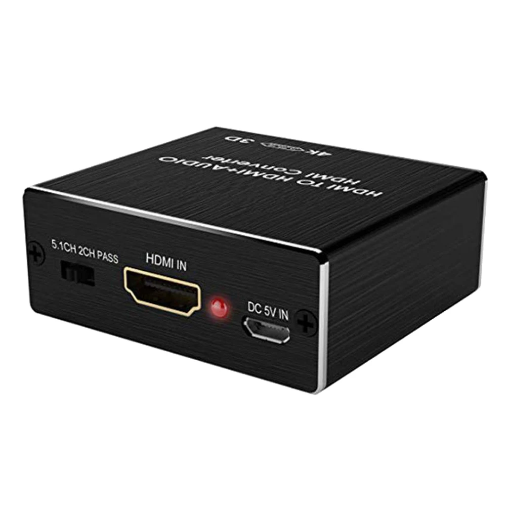 4K x 2K HDMI Input to HDMI Output+Optical SPDIF Output+3.5mm Audio Output Extractor Convertor HDMI Splitter Adaptor (Black)