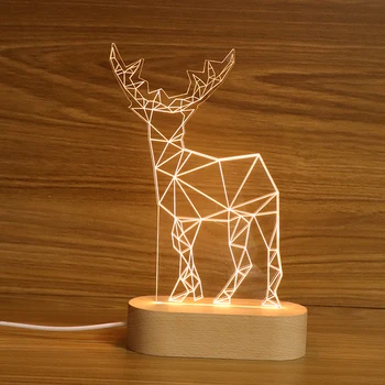 

Hot Selling 3D Deer Led Christmas Night Light 3D Deer Lamp