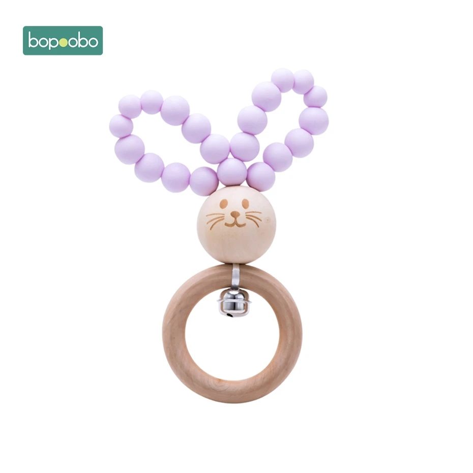 Bunny Candy Purple Bopoobo 1 шт. детский Прорезыватель детская музыкальная игрушка Погремушки для новорожденных Силиконовые Бусины BPA бесплатные Детские Прорезыватели для зубов продукт для малышей - Цвет: Bunny Candy Purple