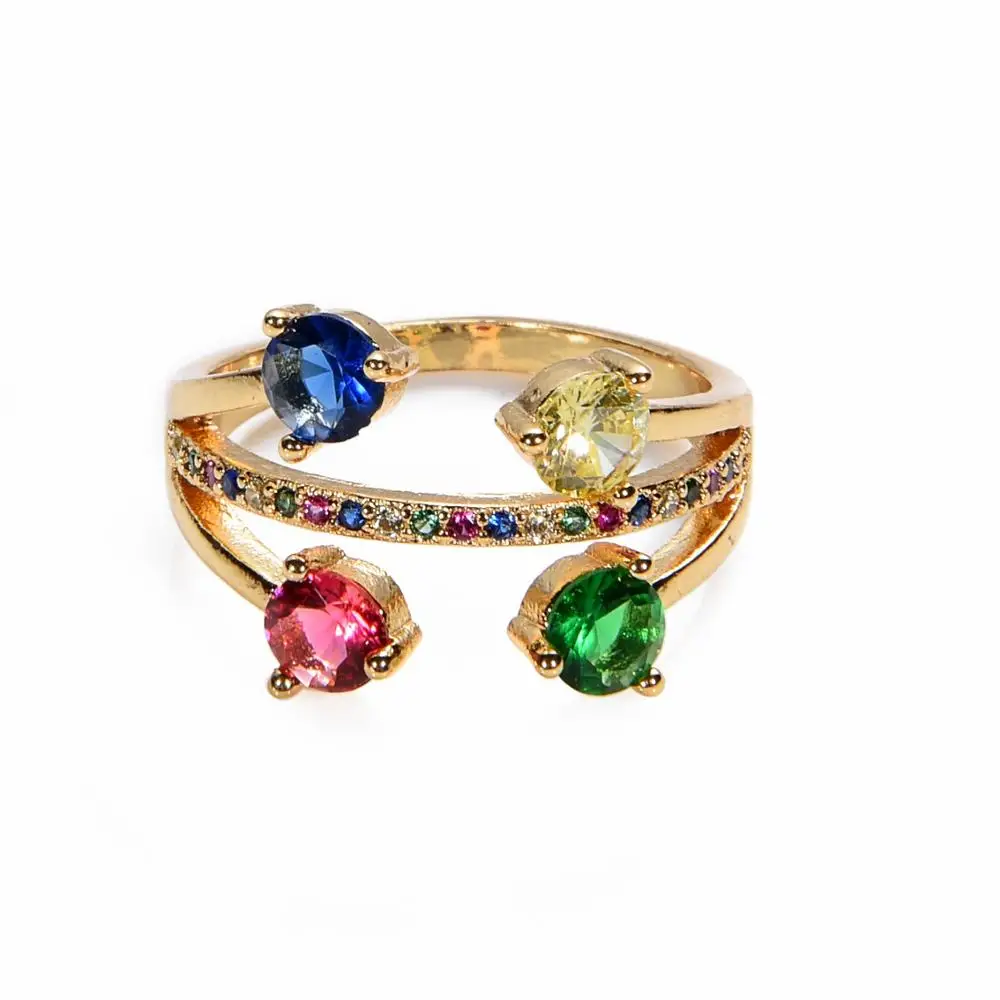 Женская медная CZ Золотая Корона, радужные кольца, геометрические Свадебные обручальные кольца, женские вечерние кольца, подарок, очаровательные стразы, ювелирные изделия ins - Цвет основного камня: RA001-5