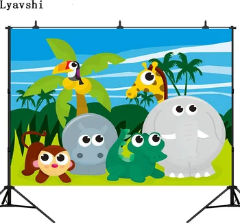 

Lyavshi Jungle Forest Wild Animal Safari Party Backdrop Baby Birthday Photography Background For Photo Studio Custom Photophone