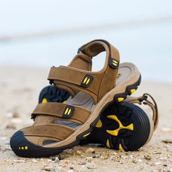 

2020 men sandals outdoor mountain hiking footwear mens handmade luxury summer leather breathable sandale homme sandalias hombre